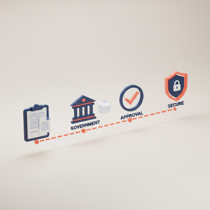 3D visualization of company incorporation process from documents to approval and secure compliance